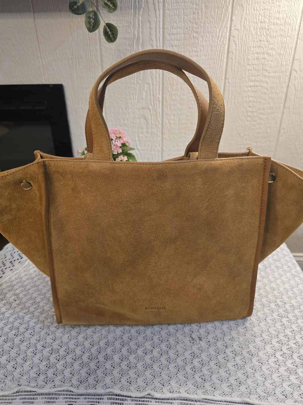 margot Suede Tote in Tan Brown